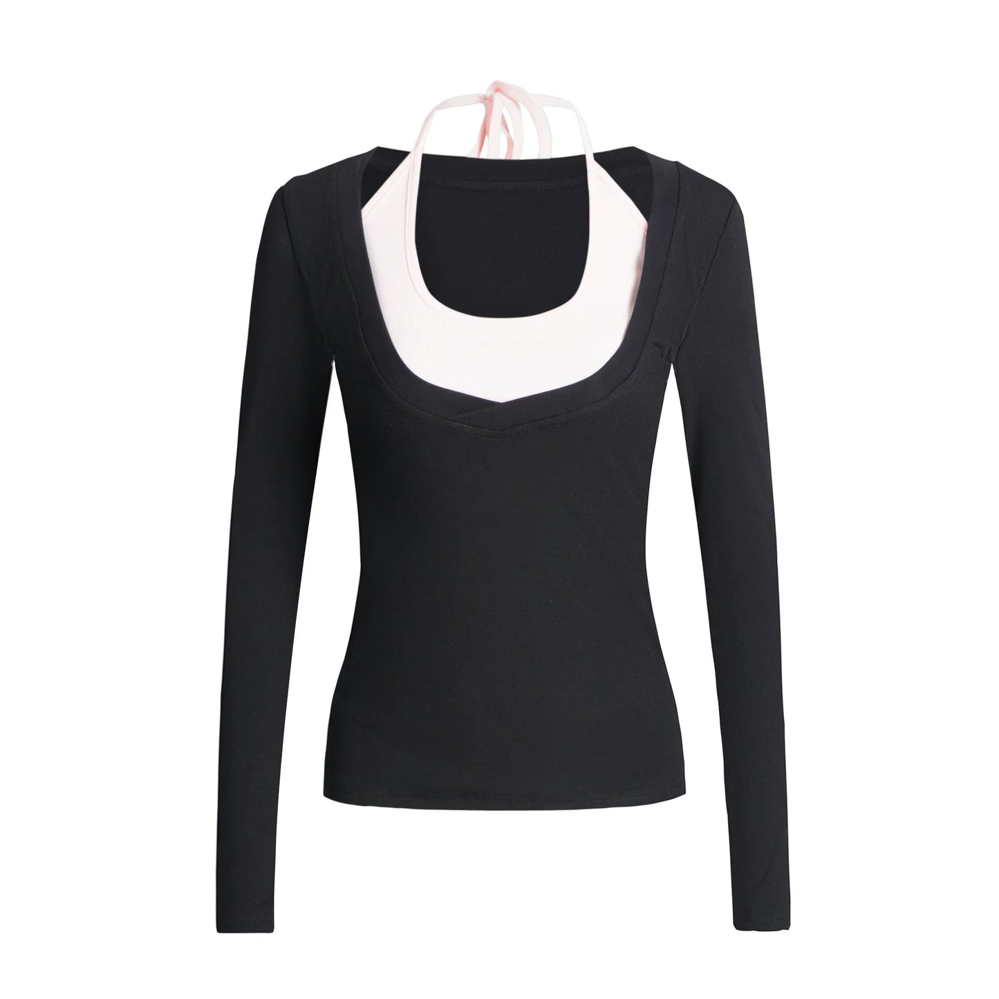 Color-Blocking Bluse zum Binden