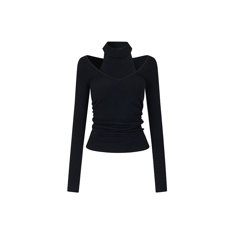 Choker-Kragen gestricktes Schichtenoberteil