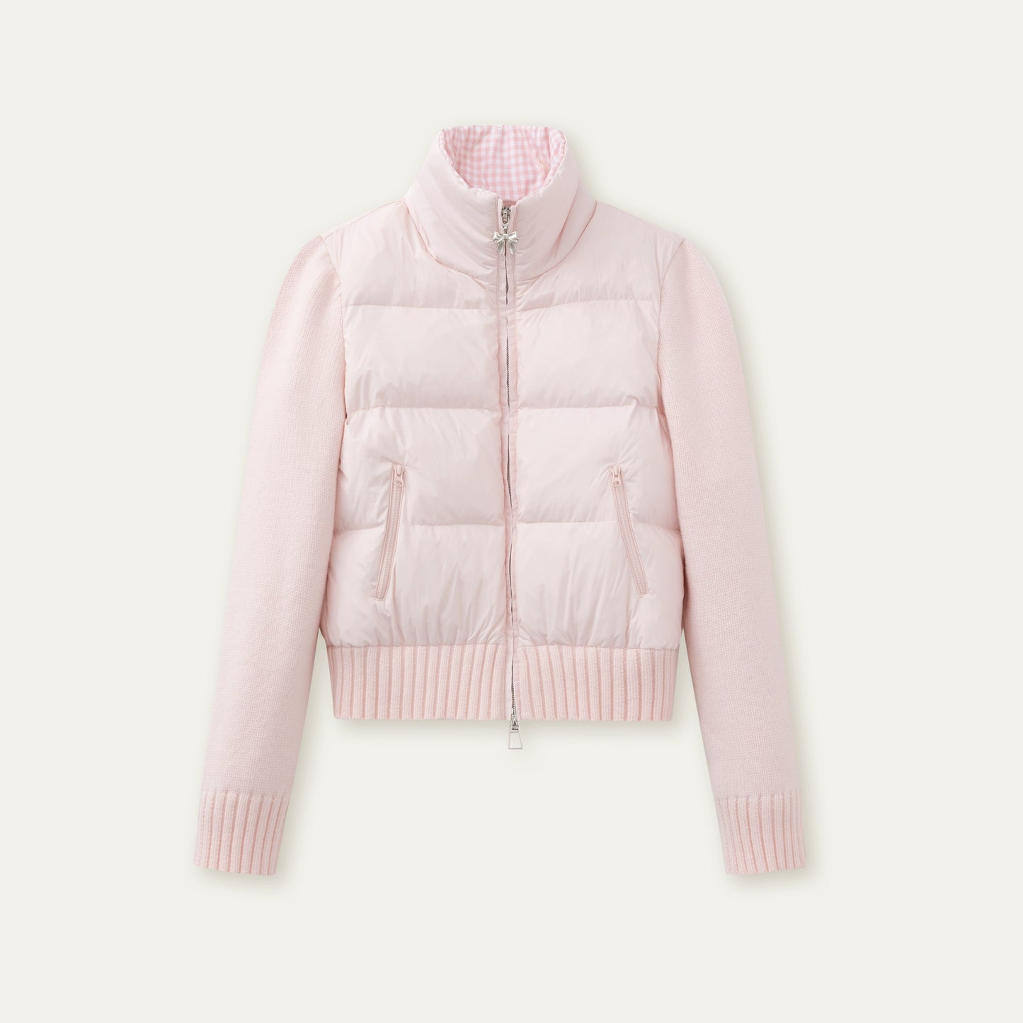Pink Cloud Knitted Down Jacket