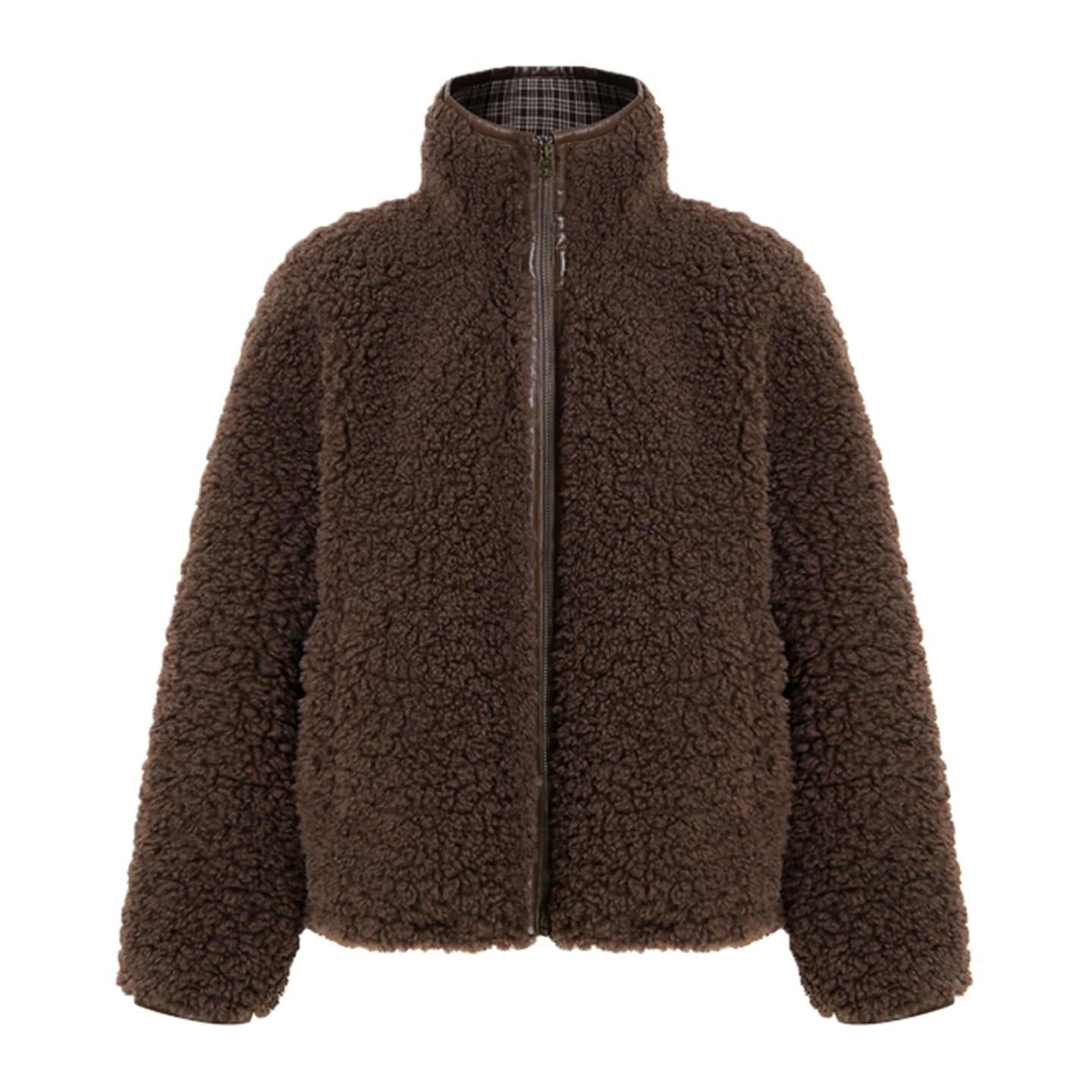 Wool Plaid Patchwork Coat