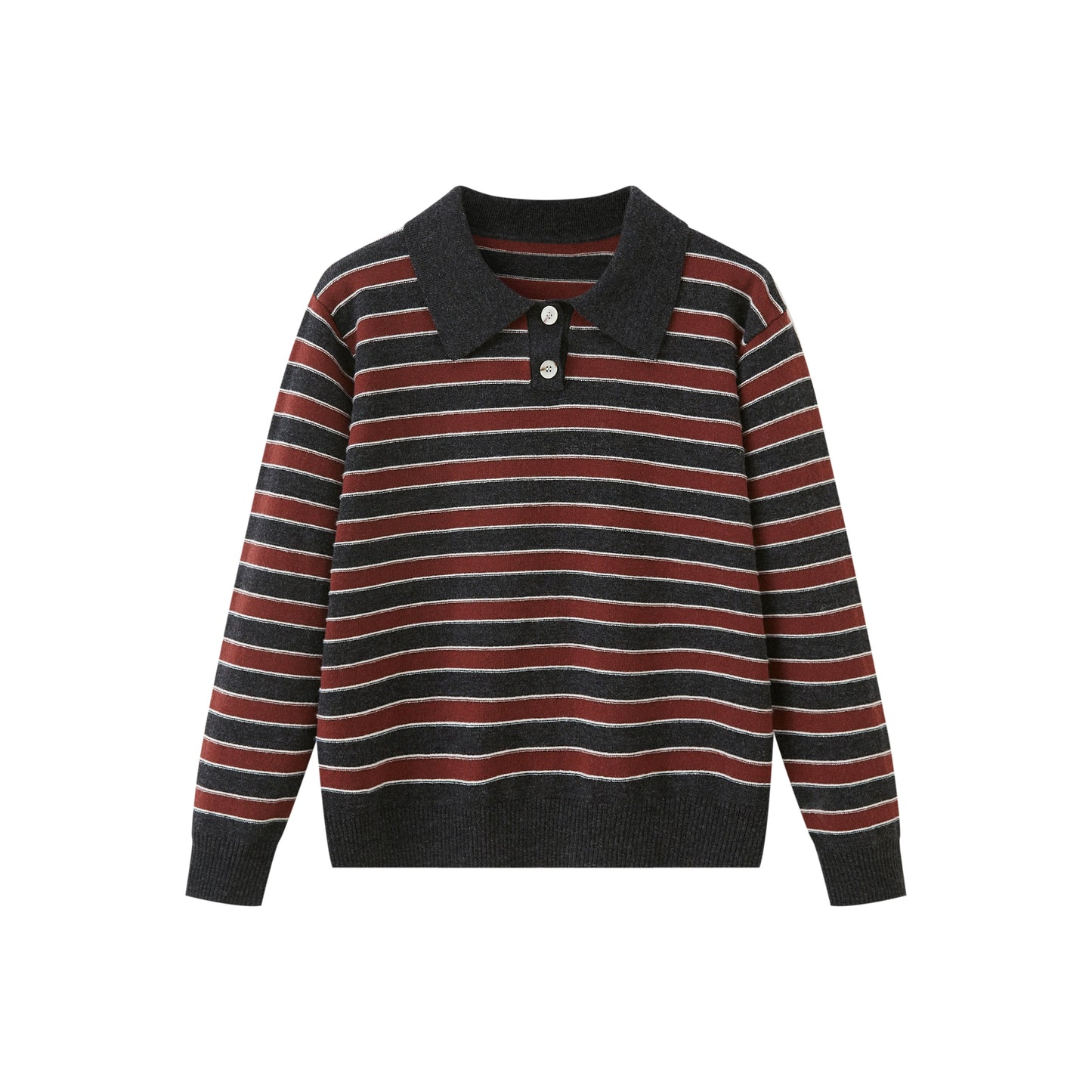 Cotton Wool Striped Polo Sweater