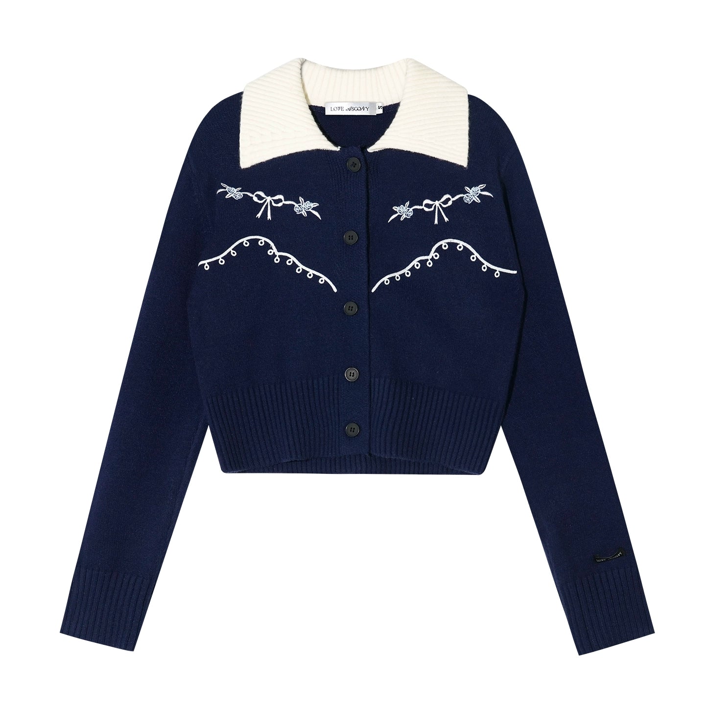 Color-Blocked Embroidered Cardigan