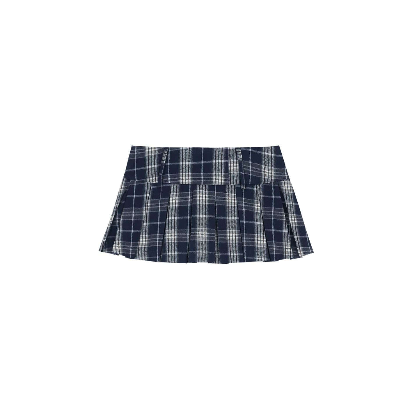 Blue Plaid Pleated Skirt