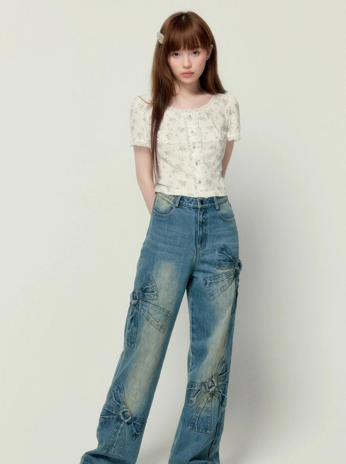 발레 플로랄 레이스 스트레치 탑