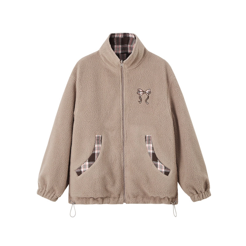Double-Sided Plaid Fleece Jacket