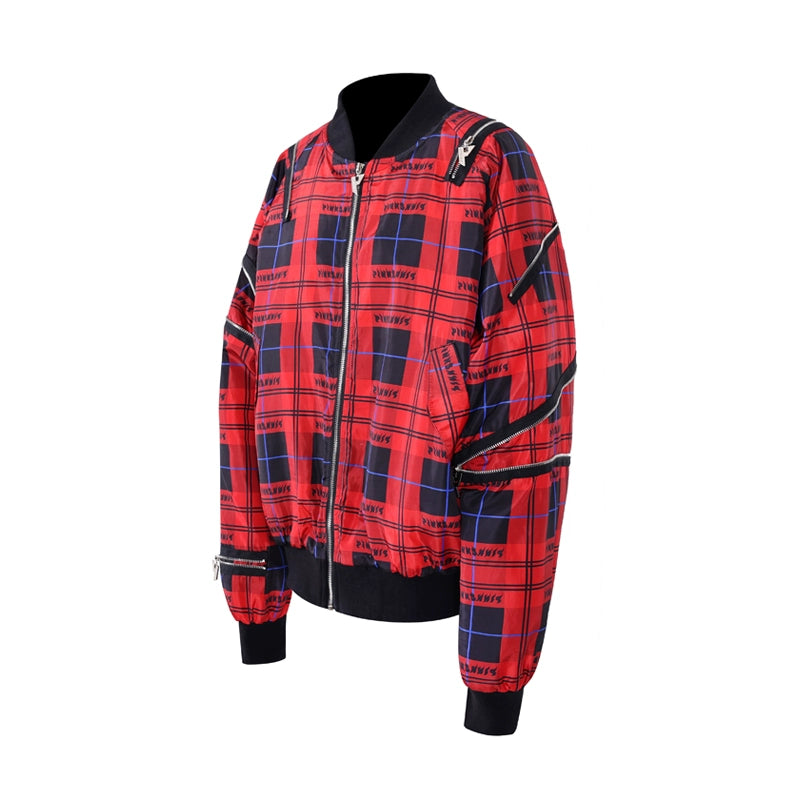 Flamme Rote Punk Gepolsterte Jacke