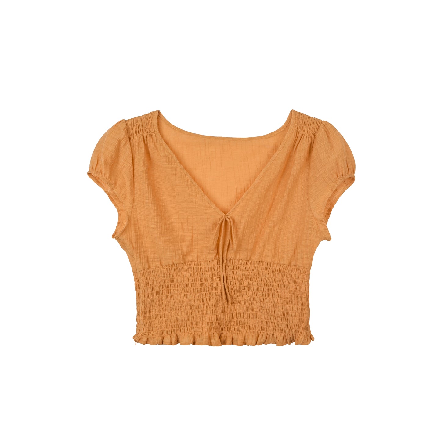 레트로 V넥 벌룬 슬리브 탑