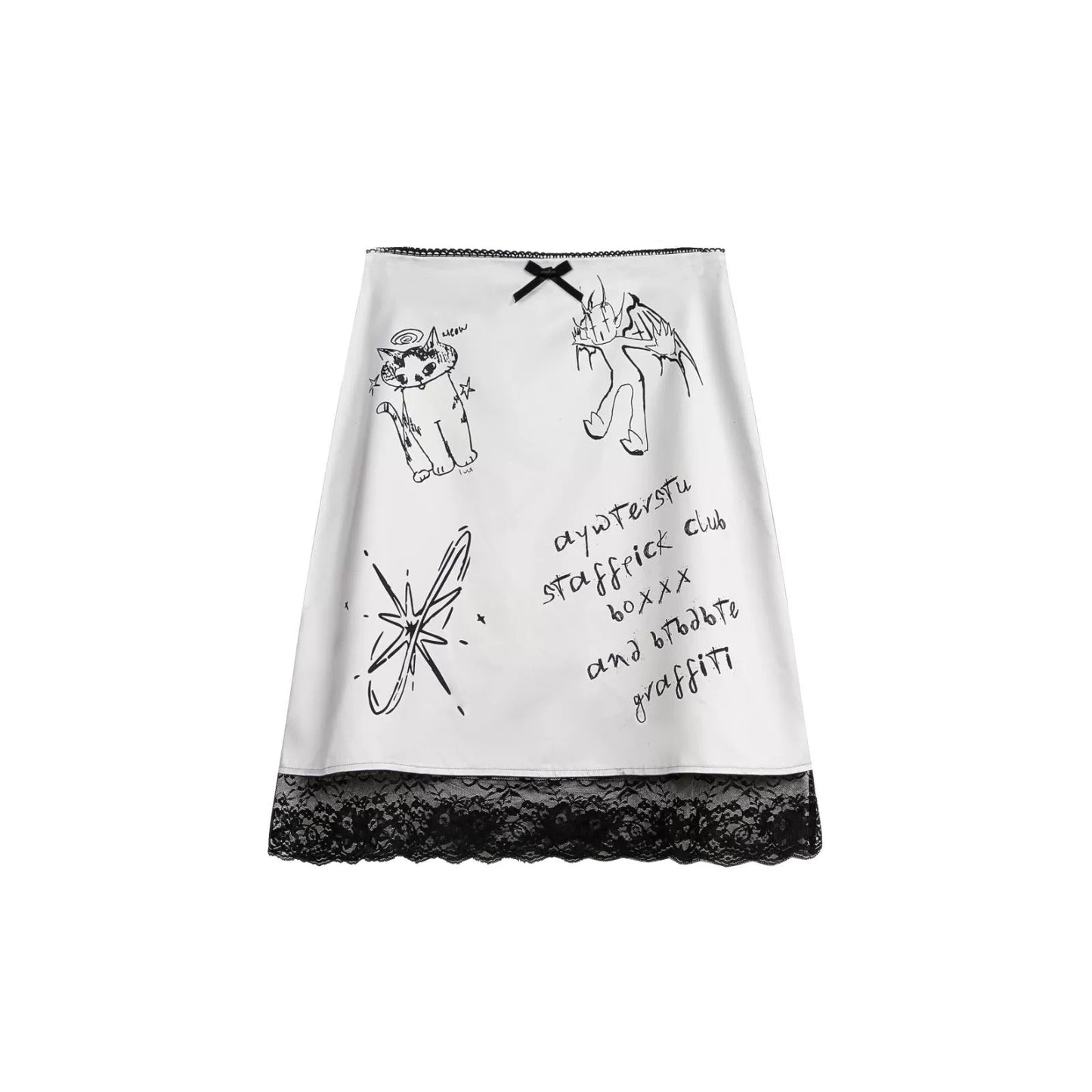 레이스 스티치 그래피티 스커트