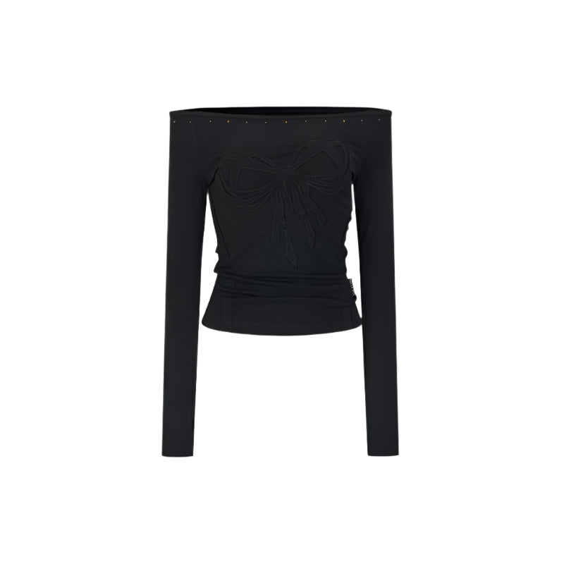 Bow Studded Shoulder Top