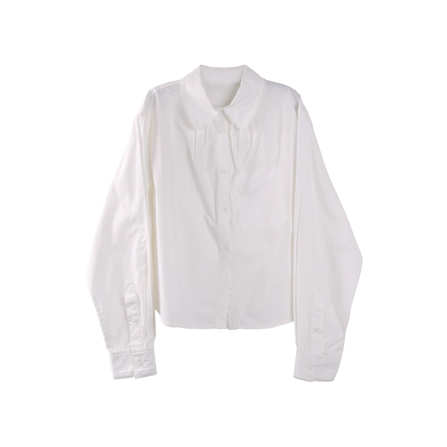 Chemise à col de poupée rayée bleue