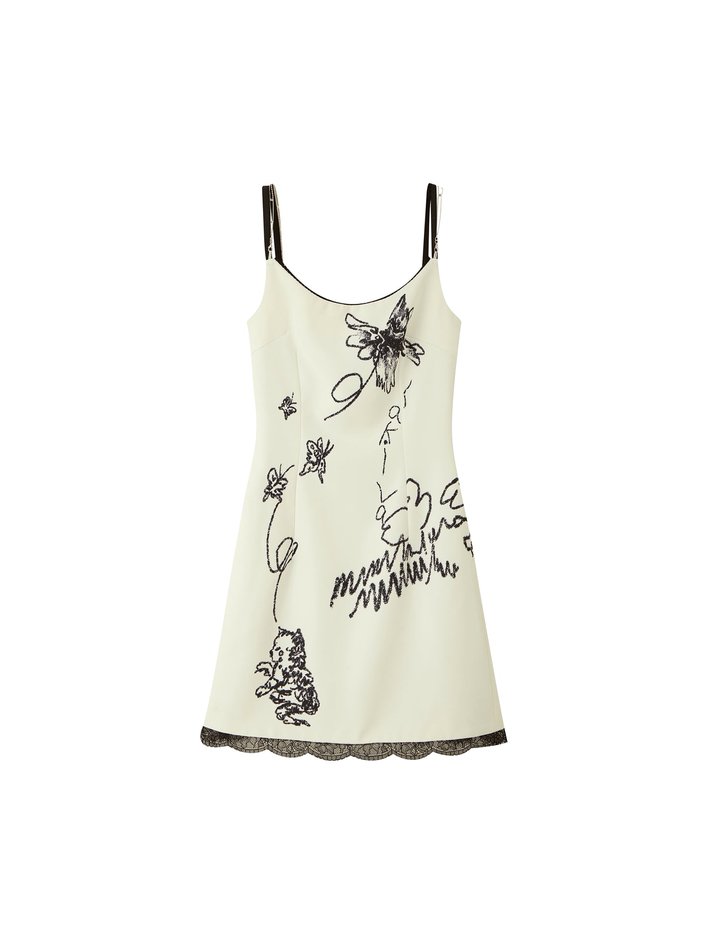 나비 고양이 이야기 프린트 드레스