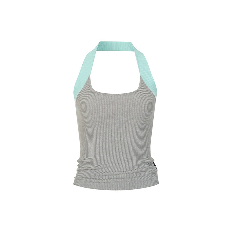 Slim-Fit Contrast Knit Tank Top