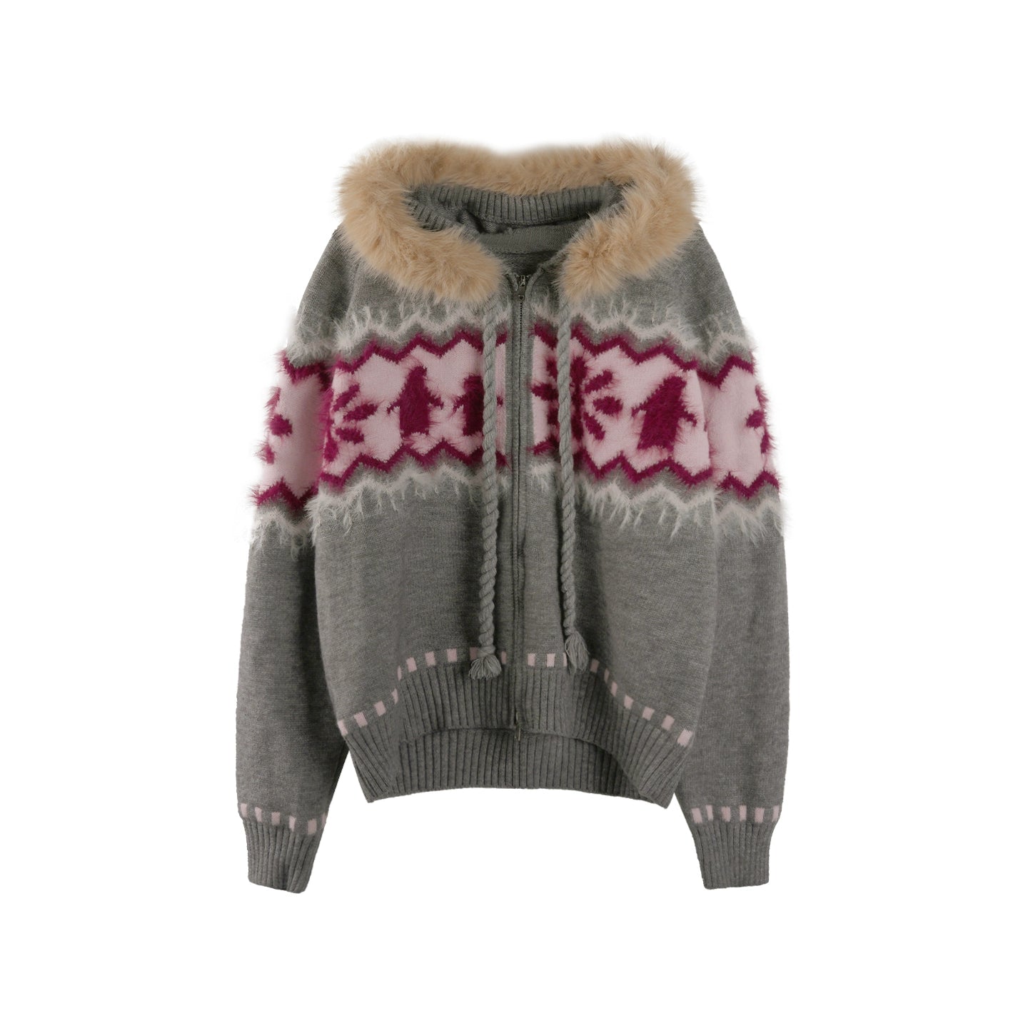 Faux Raccoon Fur Hooded Coat