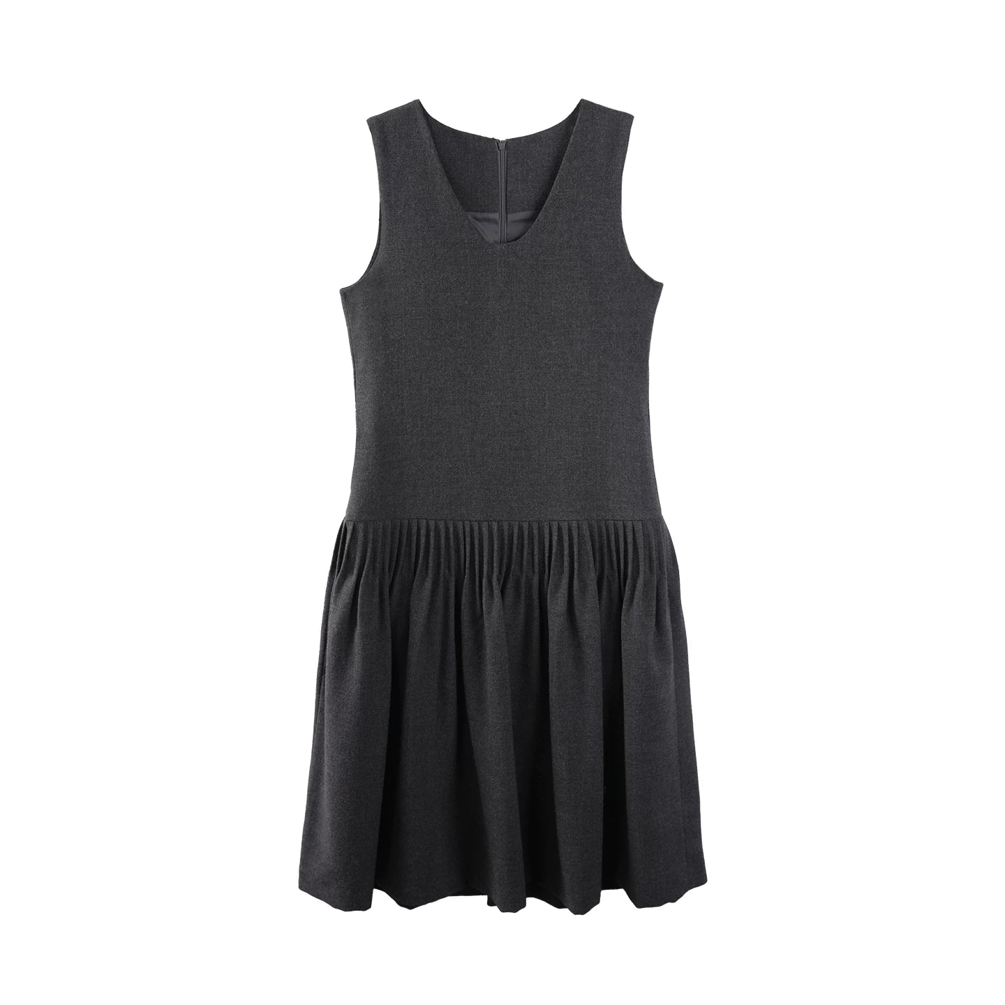 Hand-Pleated Woolen Vest Dress