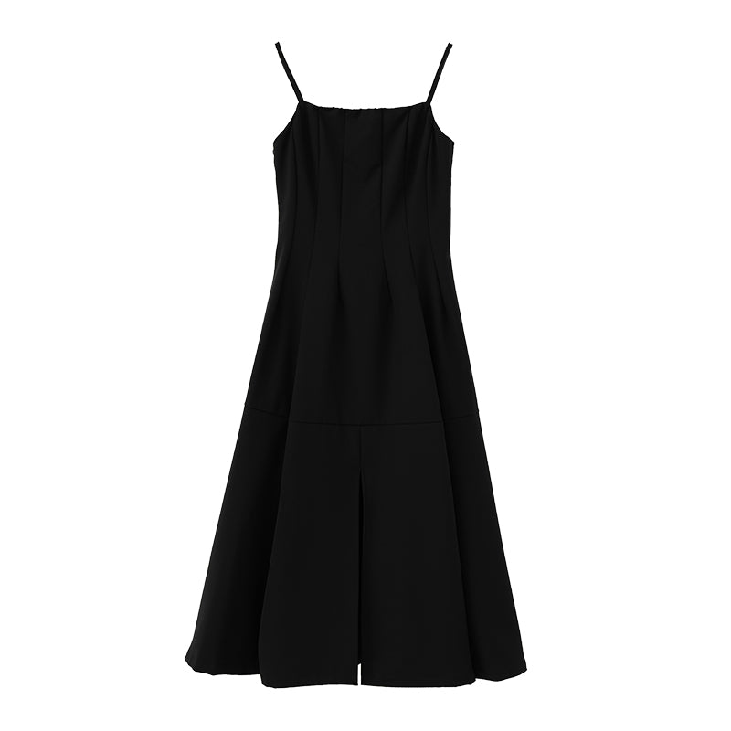 Hepburn-Style Black Halter Dress