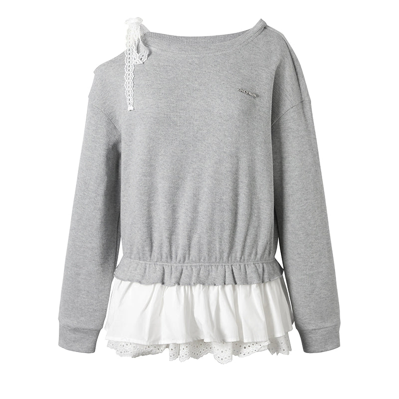 Skin-Friendly Slanted Shoulder Sweatshirt