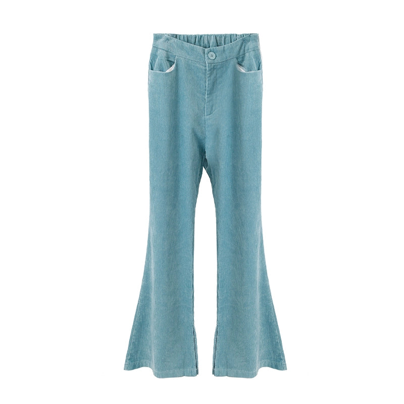 Pantalon slim évasé en velours côtelé vintage