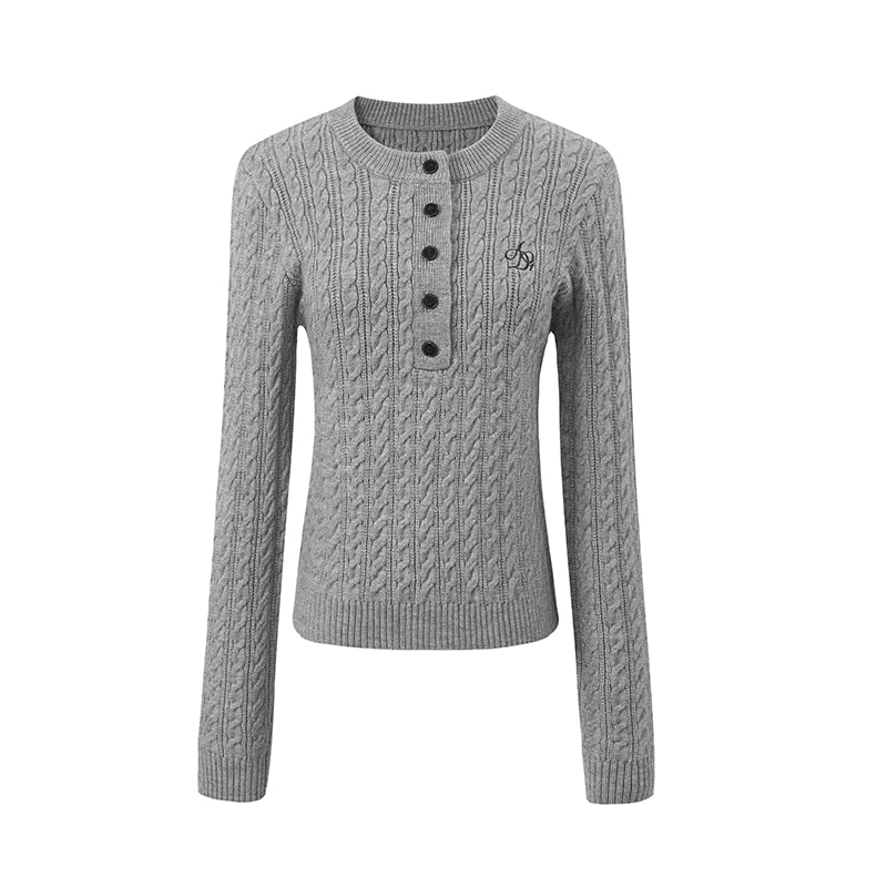 세미 오픈 케이블 니트 스웨터