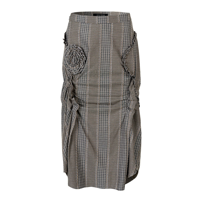 Gothic Plaid Flower Shirt & Skirt Set-Up