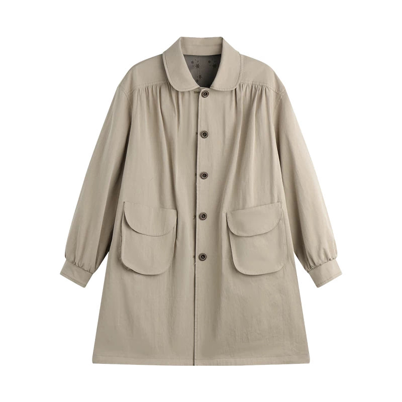 Double-Sided Doll Collar Trench Coat