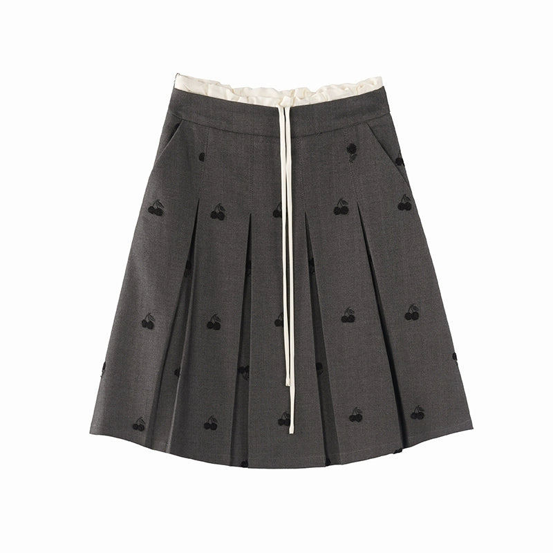 Drawstring Lace Midi Skirt