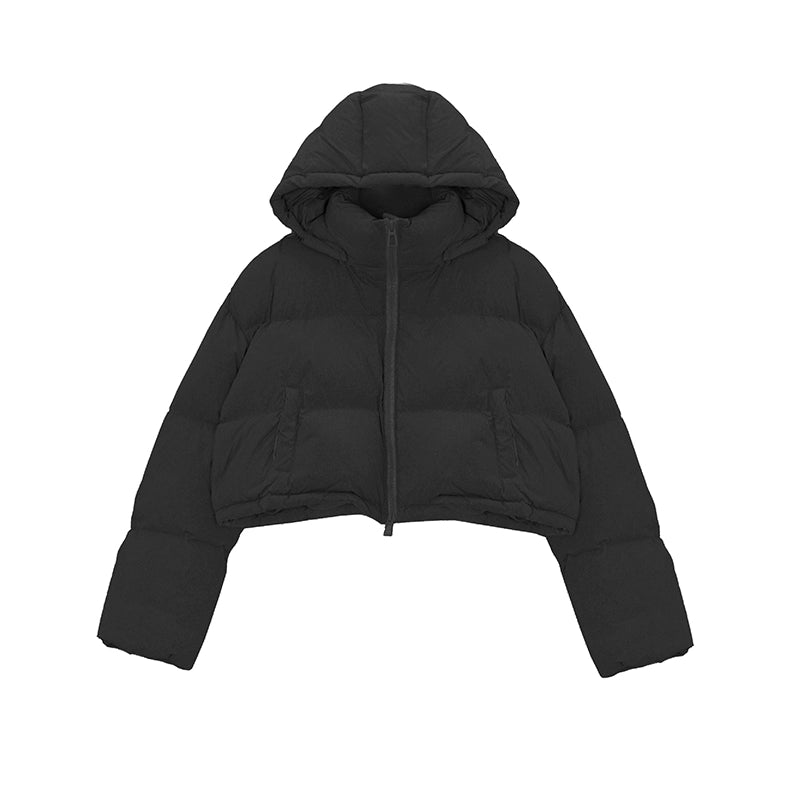 Small short hooded down jacket