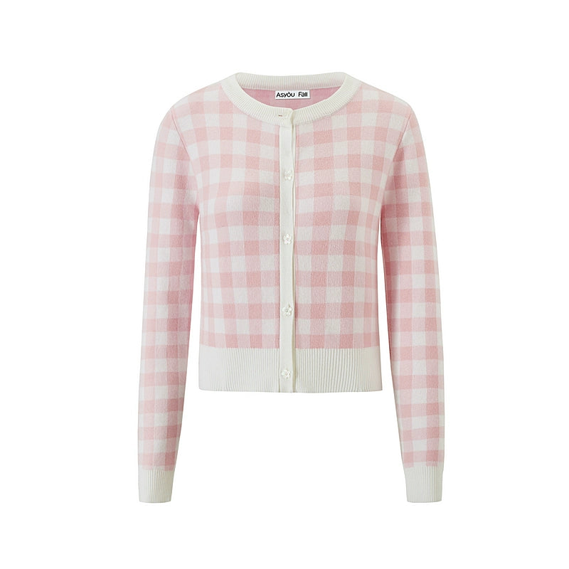 Cardigan en maille à carreaux