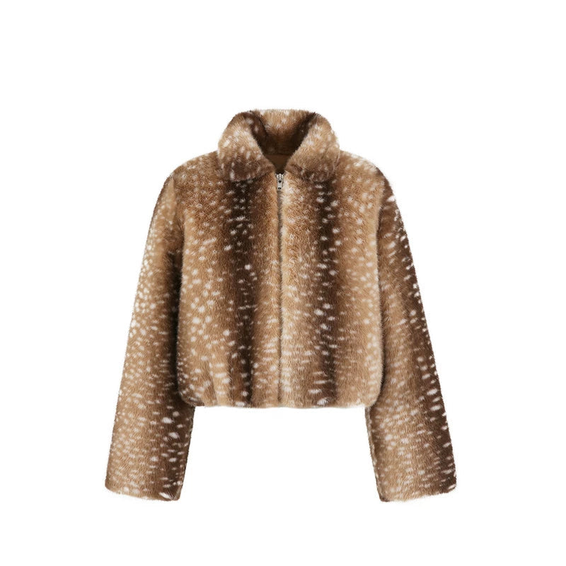 Caramel Brown Deer Pattern Coat
