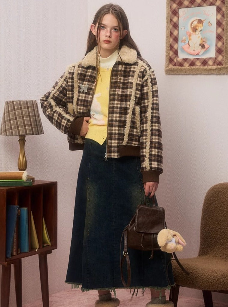 짧은 양고기 양모 재킷