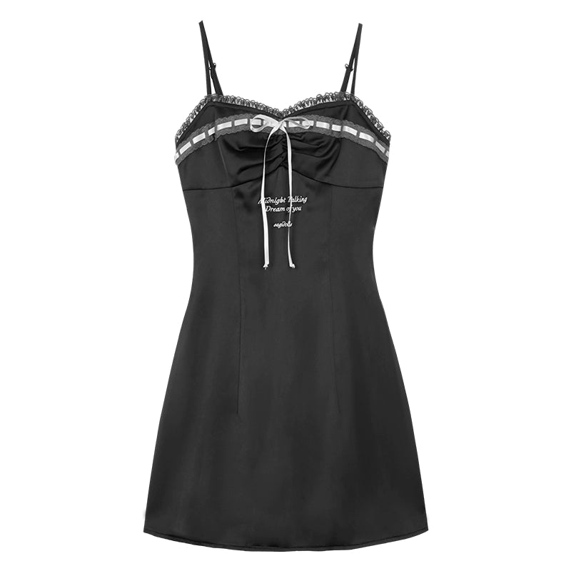 섹시 블랙 새틴 드레스