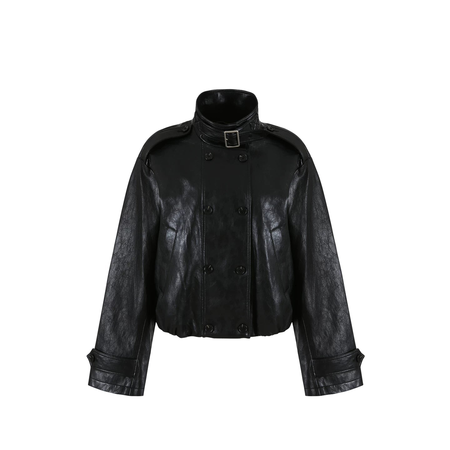 Schwarze matte Lederjacke