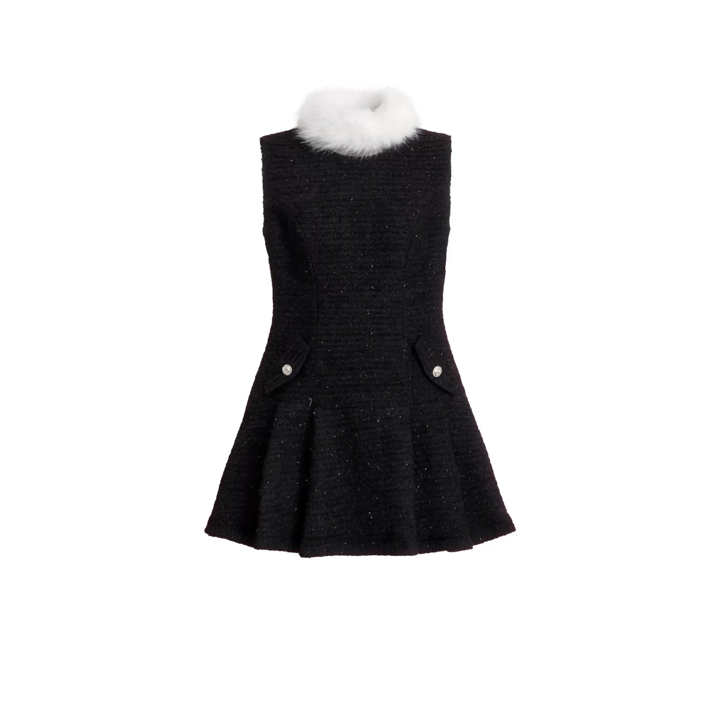 Elegant Tweed Pleated Dress