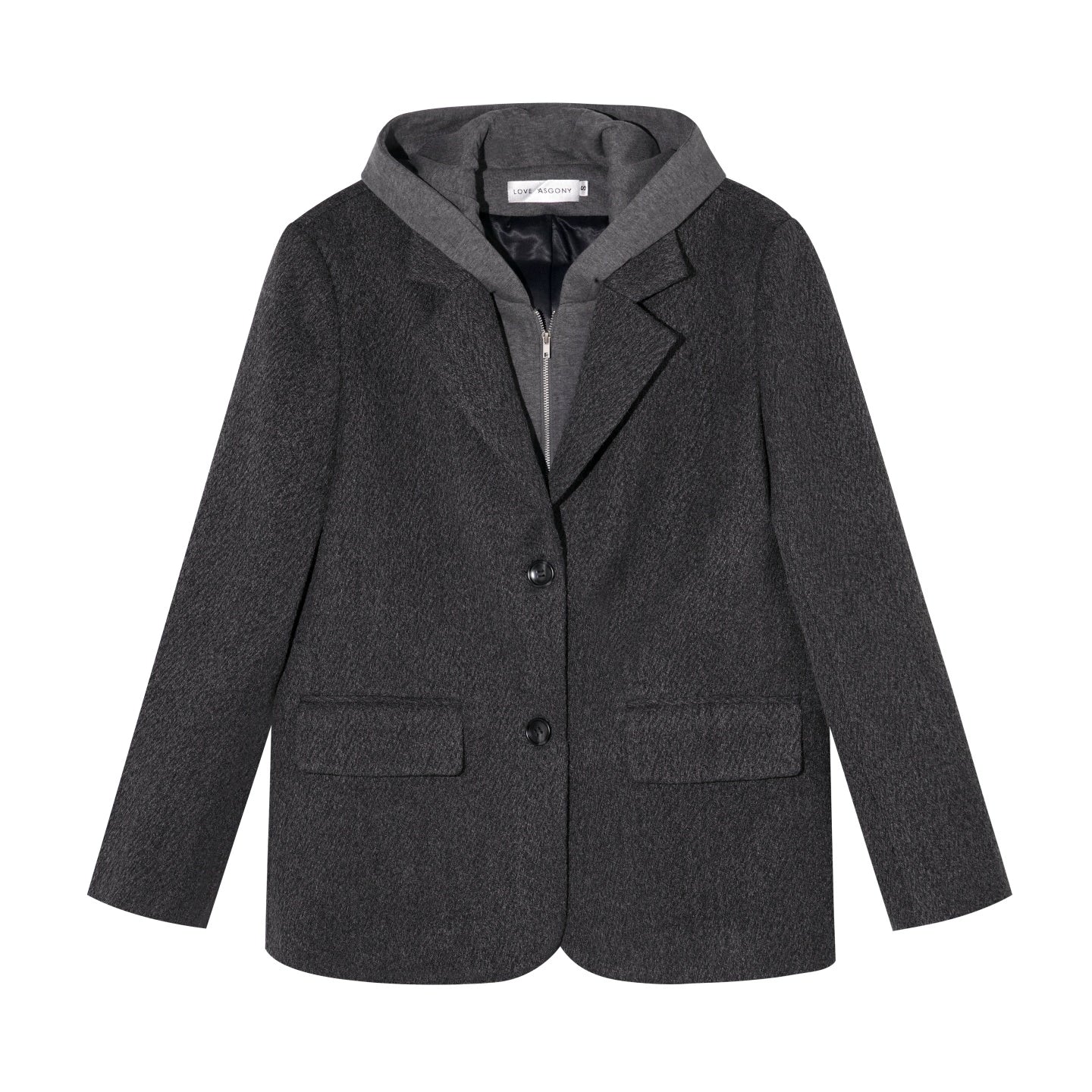 Gray Wool Hooded Blazer Jacket