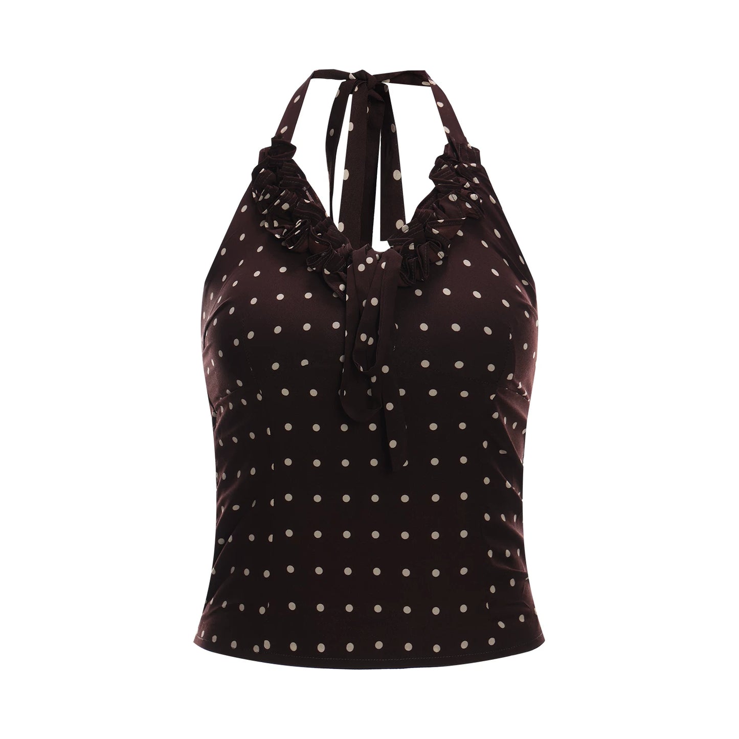V-Neck Ruffled Polka Dot Top