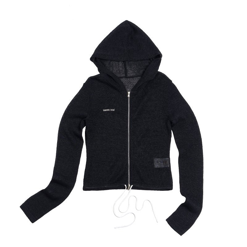 Misty Natural Texture Hooded Cardigan