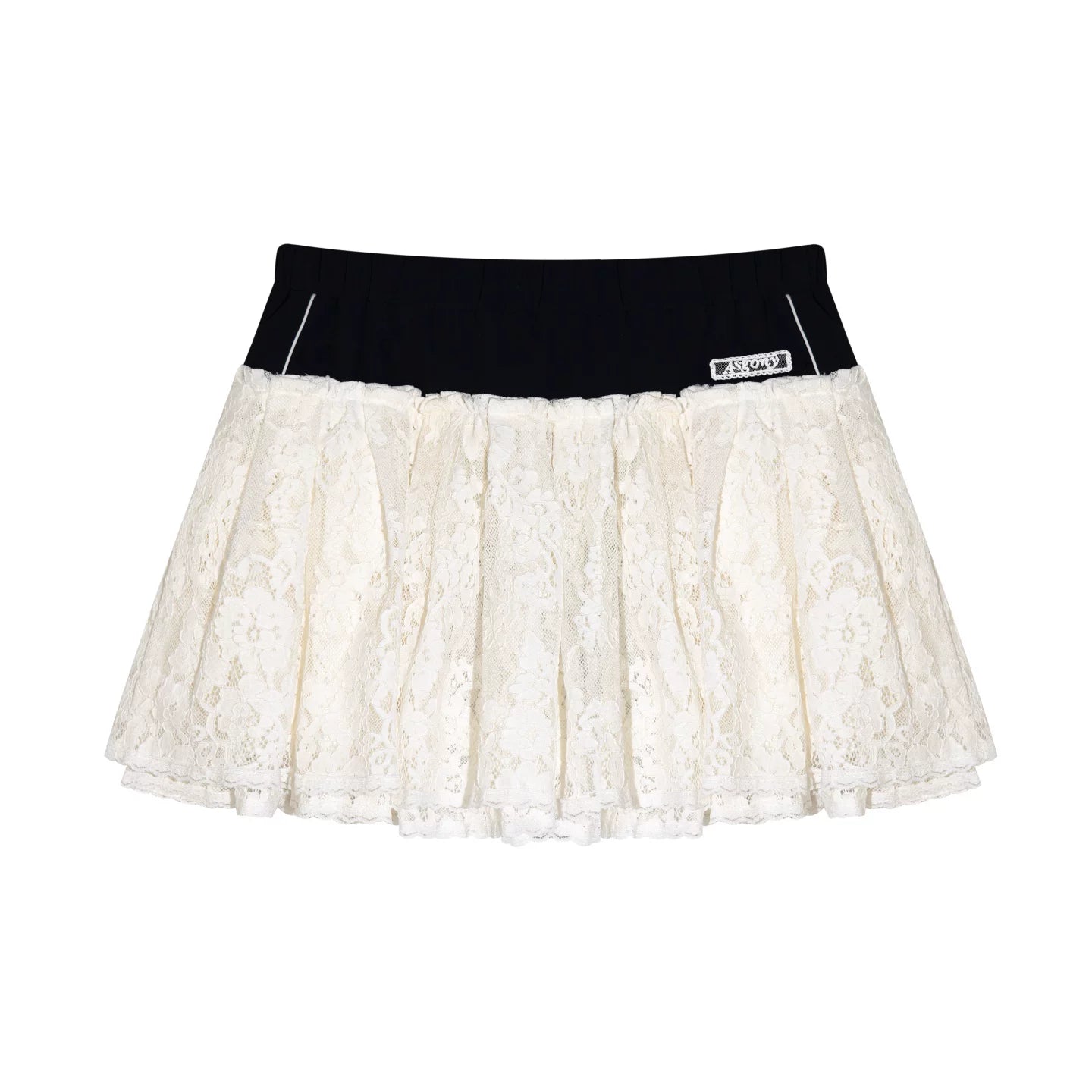 Color-Block Lace Tiered Skirt