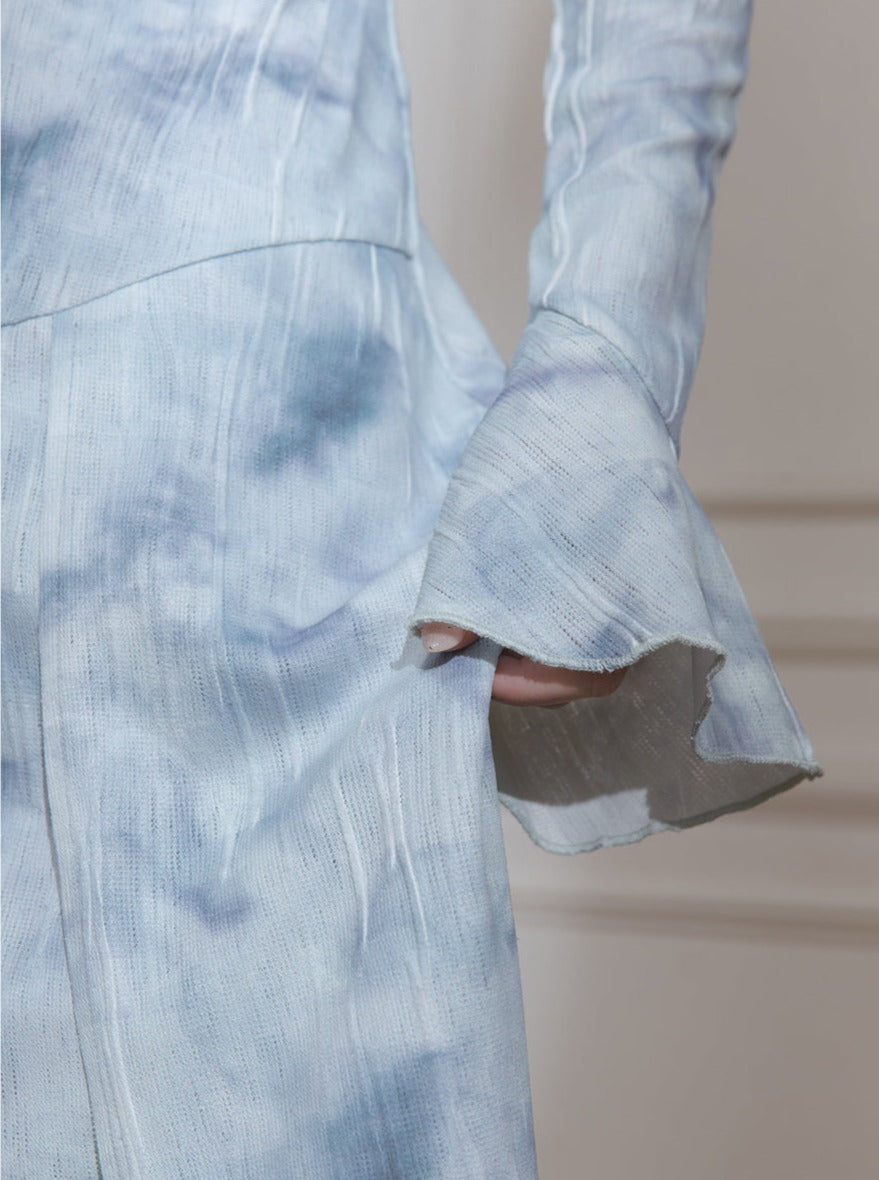 개화 인쇄 스트레치 꽉 드레스