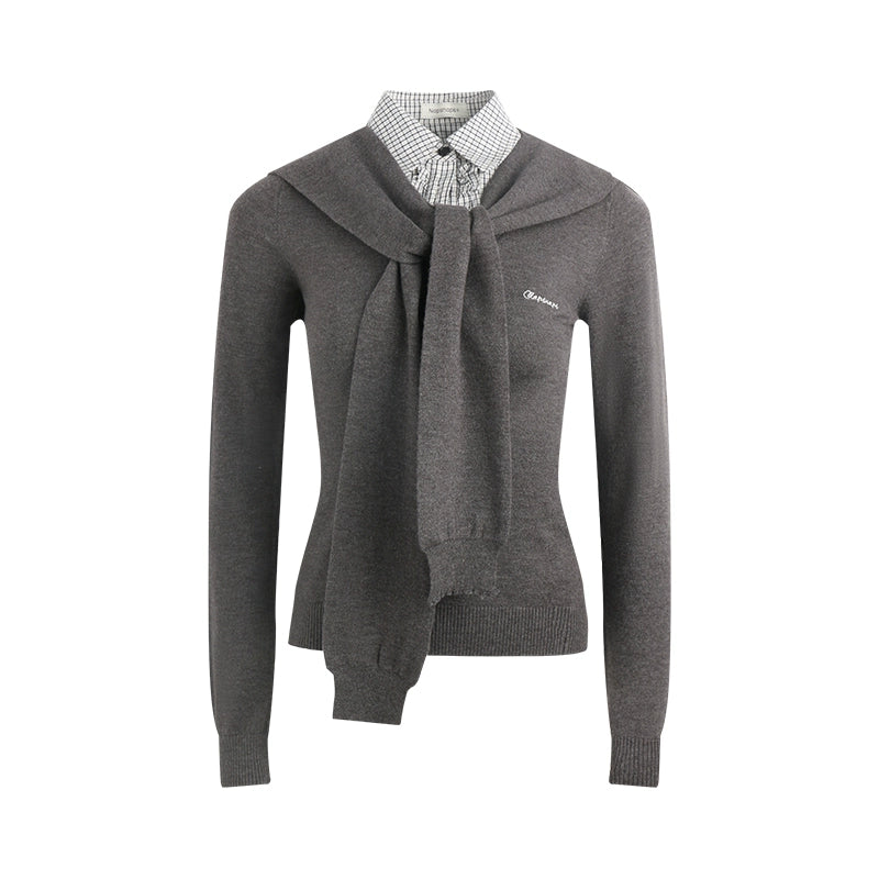 Navy Collar Knit Sweater