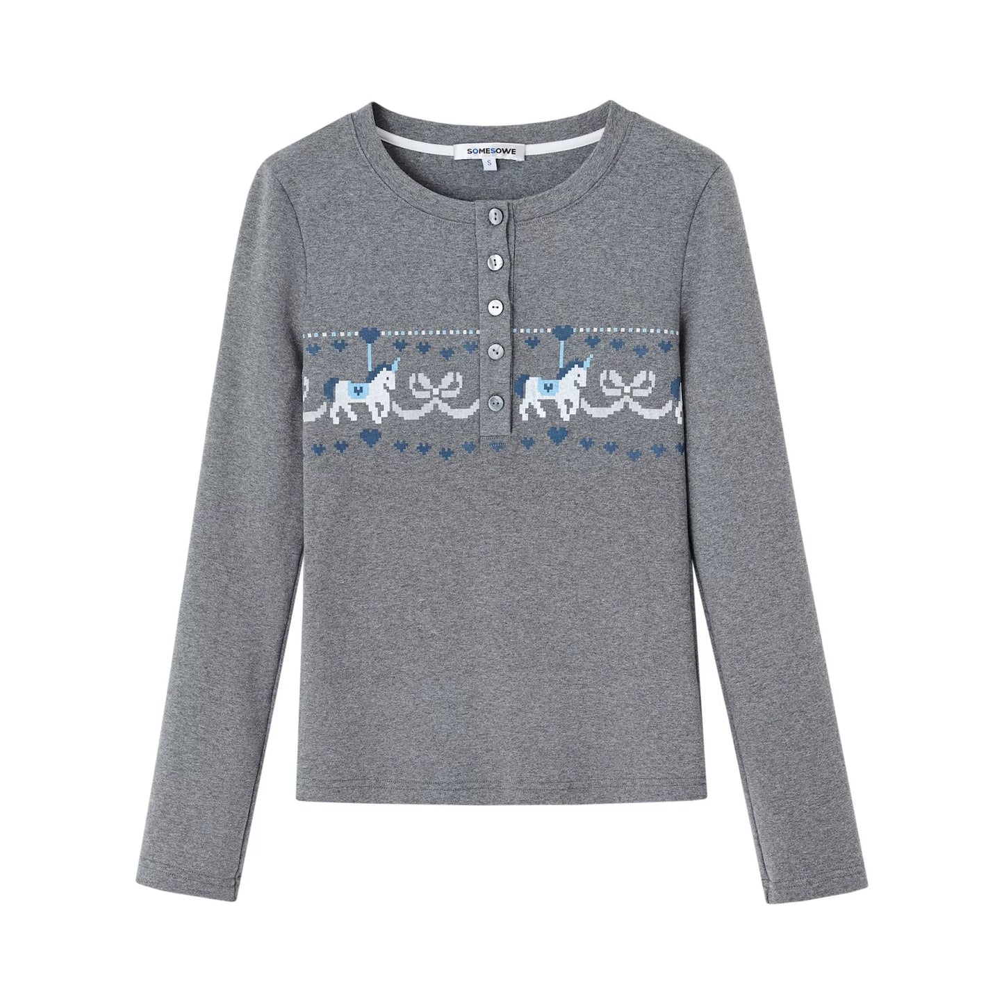 Karussell Print Samt Oberteil