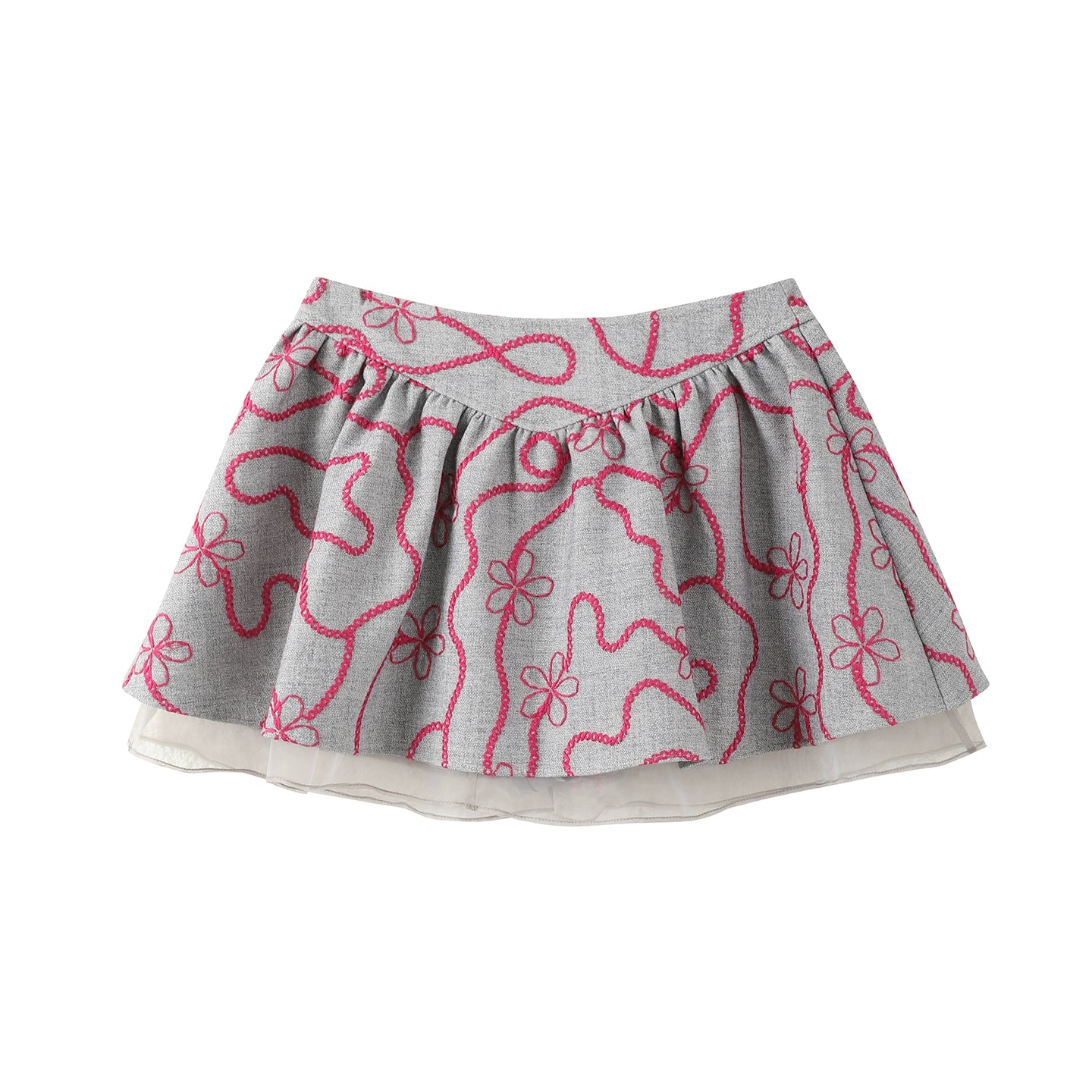 Suede Flower Bud Puffy Skirt