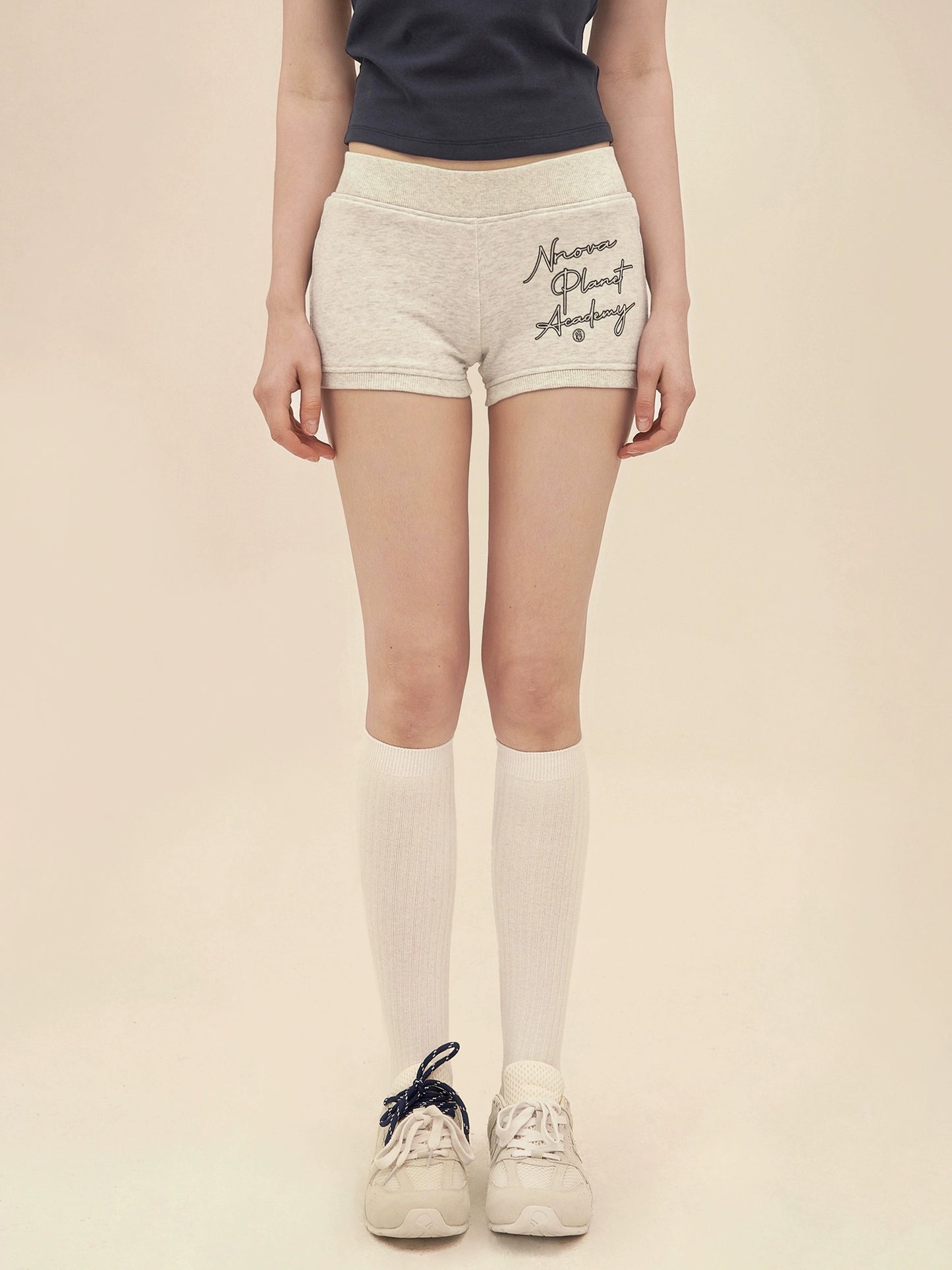 아메리칸 레트로 레터 프린트 면 반바지