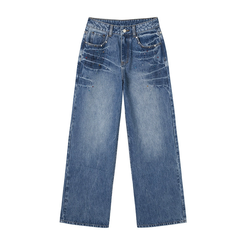 Rhinestone Washed Flared Pants
