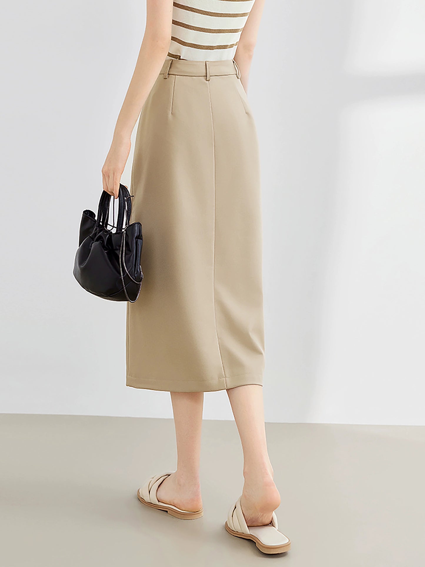 하이 웨이스트 포켓 디자인 센스 슬릿 스커트