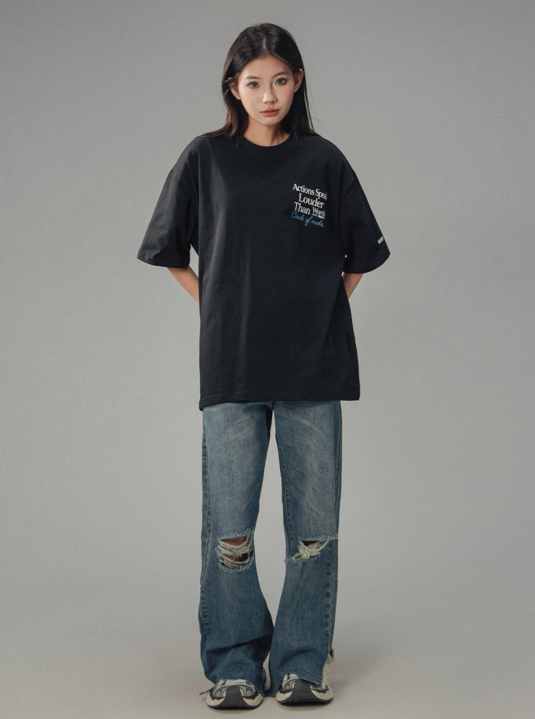 Contrast Letter Print Crew Neck T-Shirt