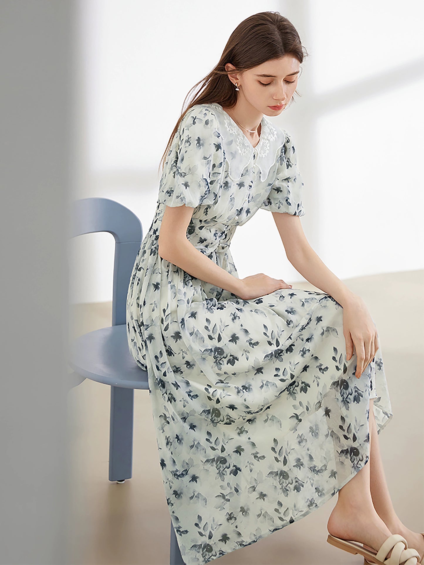 Doll Puff Sleeve Long Dress