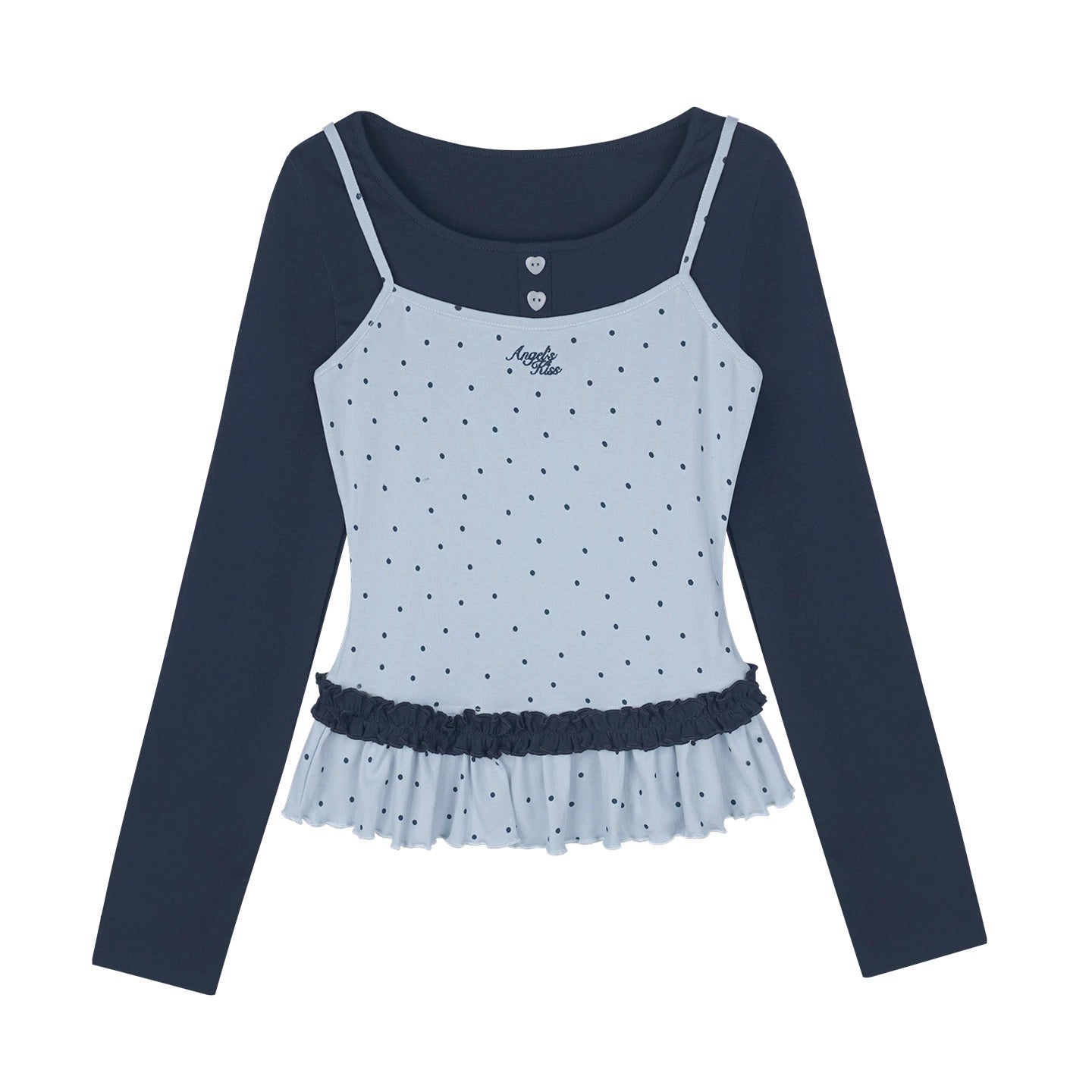 Star Printed Fake Two Piece Top Set-Up