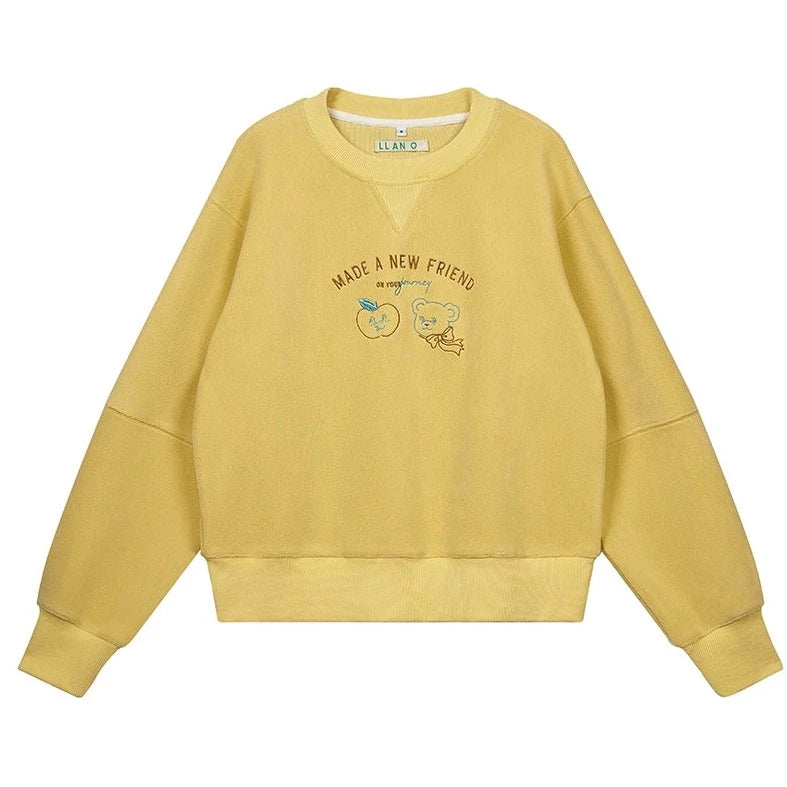 fleece embroidery sweatshirt