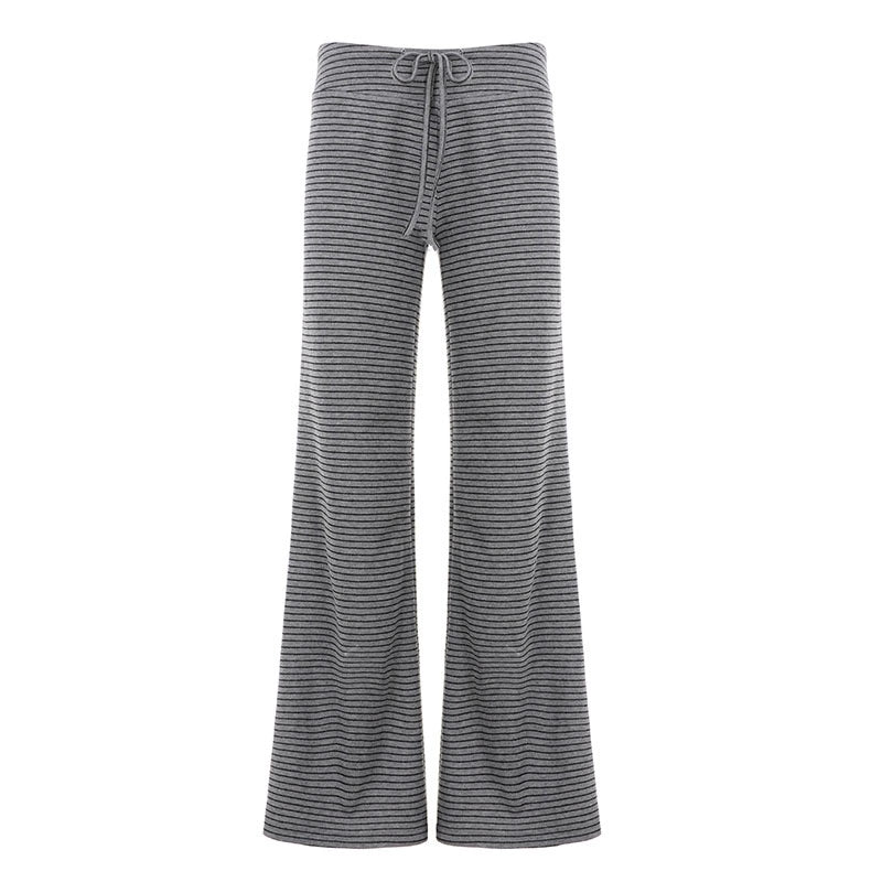 Gray Striped Knit Pants