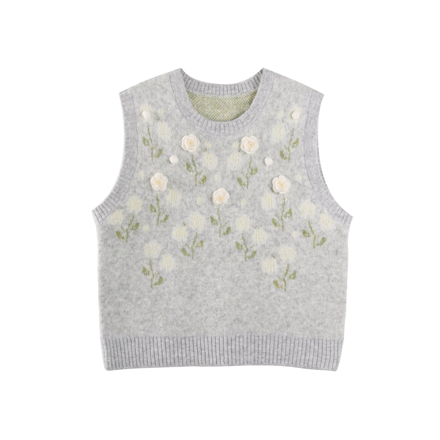 Handmade Flower Knitted Cardigan Set-Up