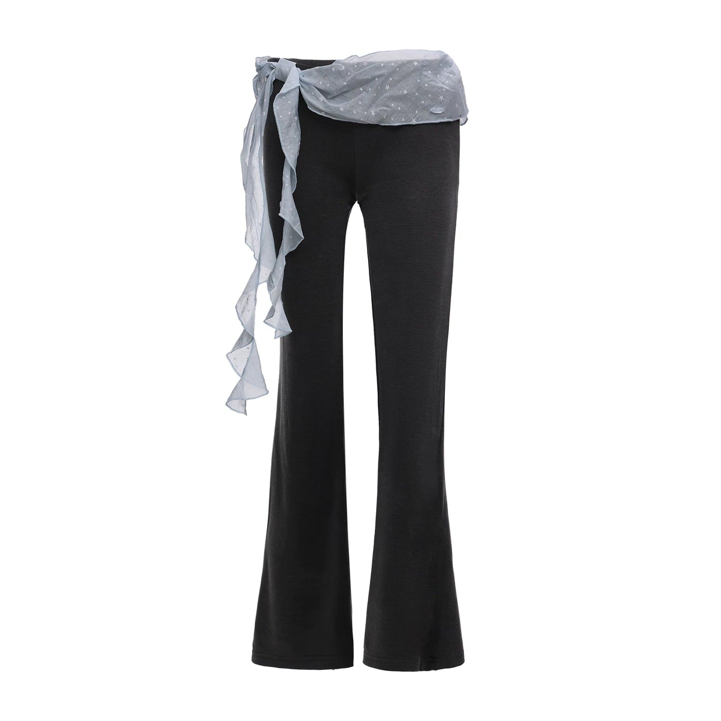 Ribbon Trim Flare Pants